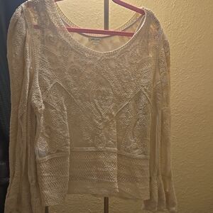 Ultra Pink Lace Top in Cream and Pink